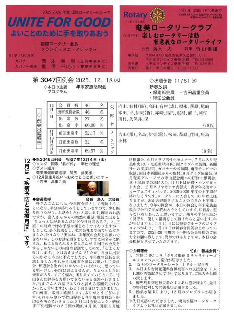 第3047回 週報