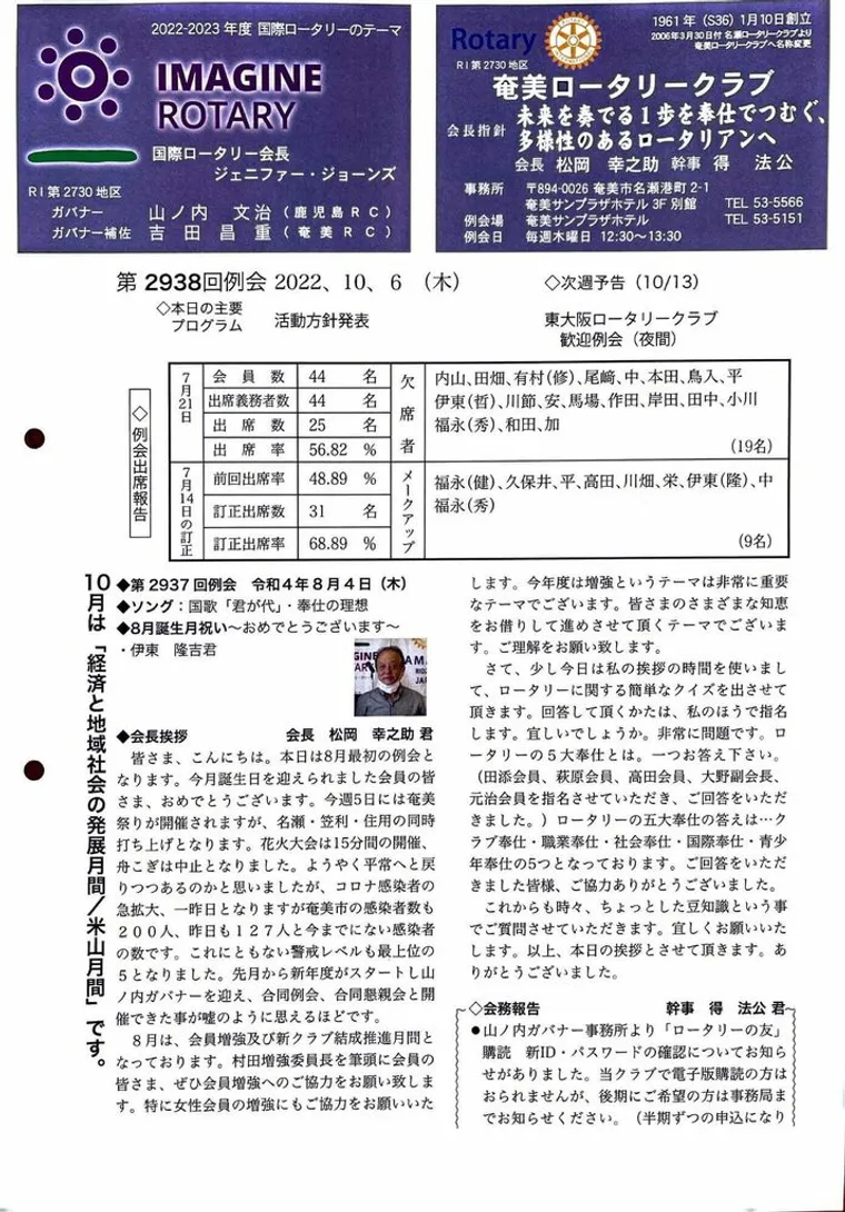 第2938回 週報