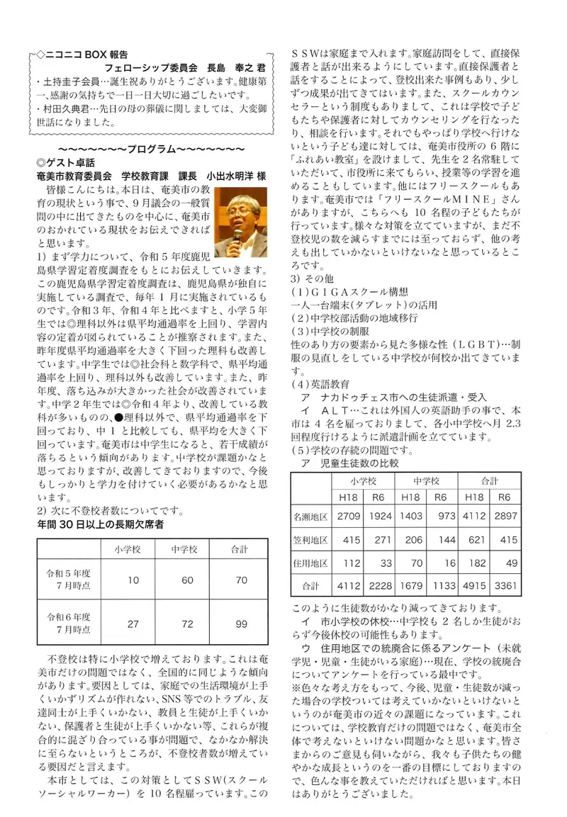 第3006回 週報 裏面