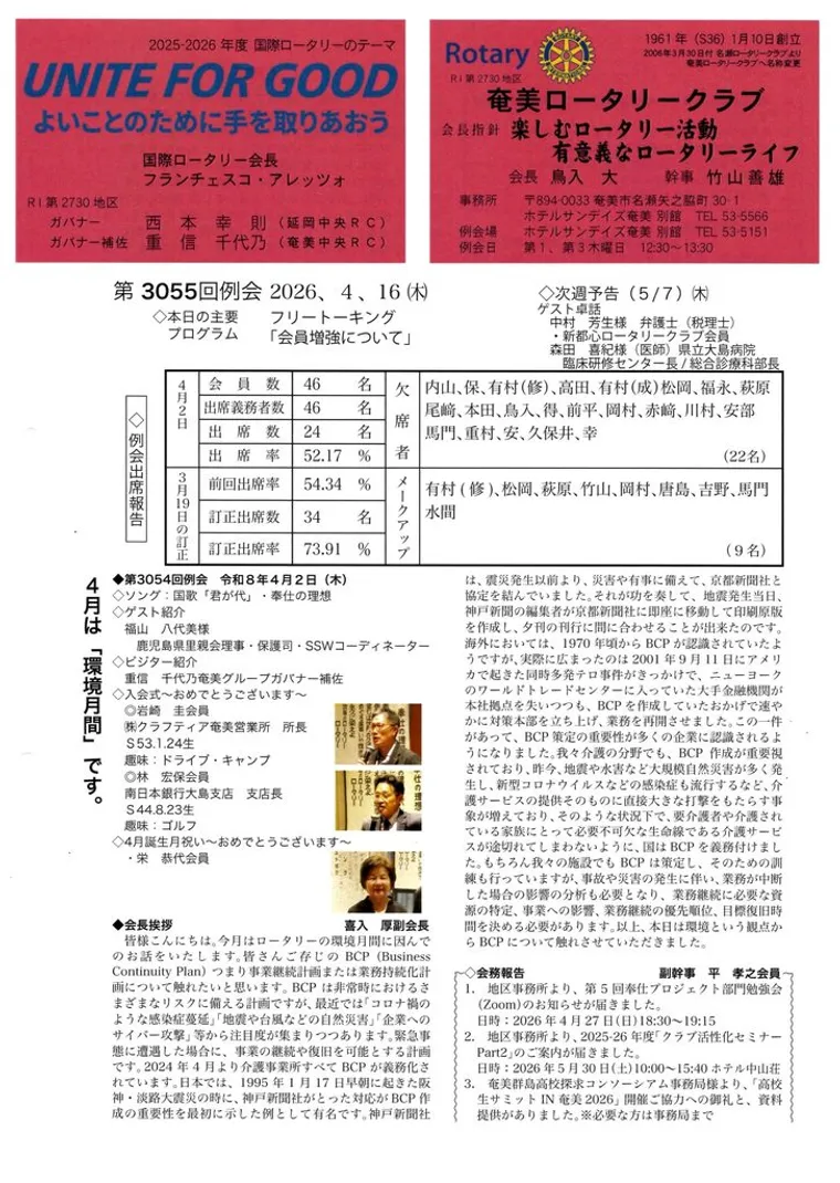 第3055回 週報