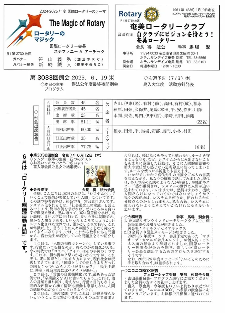 第3033回 週報