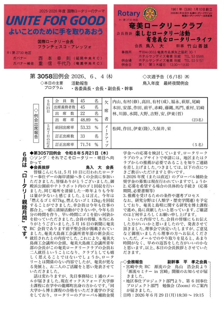 第3058回 週報