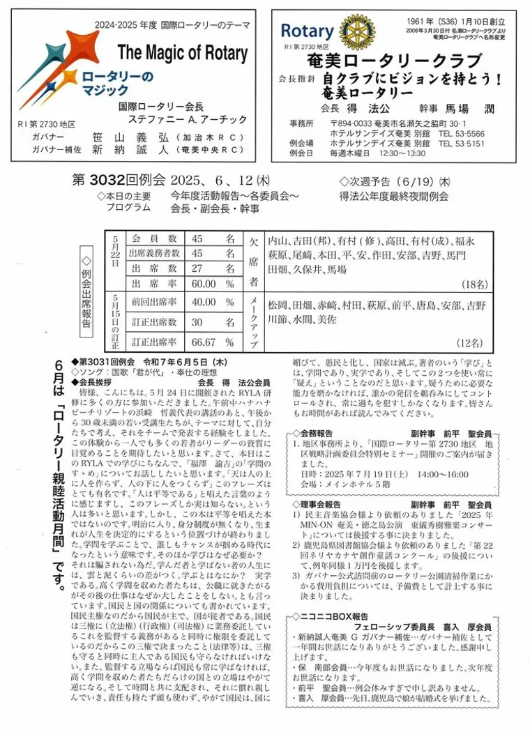 第3032回 週報