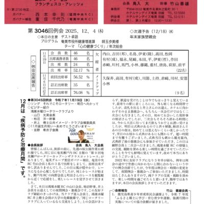 奄美ロータリークラブ　会報　第3046回ー表